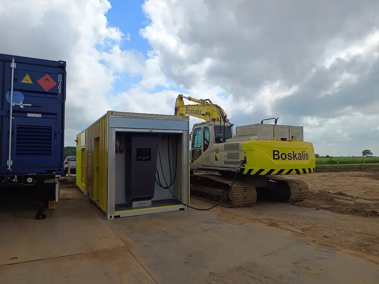 netonafhankelijke biogas laadoplossing voor elektrische bouwmachines